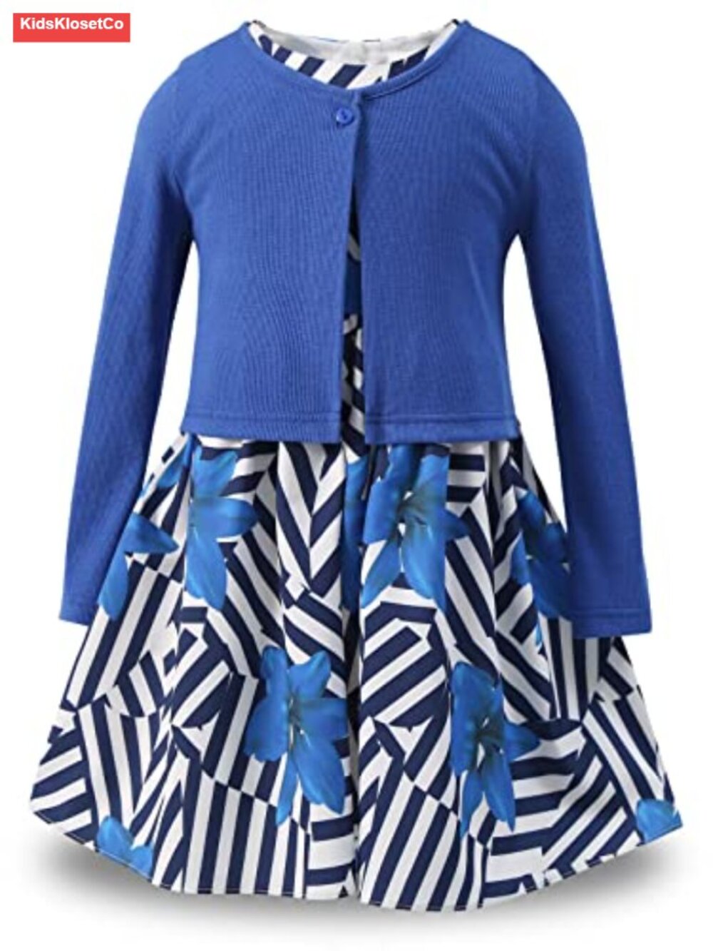 Girls Floral Sleeveless Dress and Cotton Cardigan 2-Piece Outfit Set